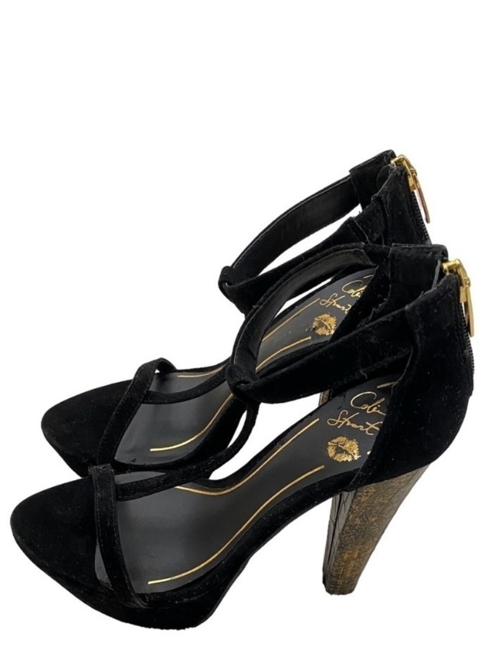 Colin Stuart x Victoria’s Secret Black Suede Leather Platform Heels New Size 6